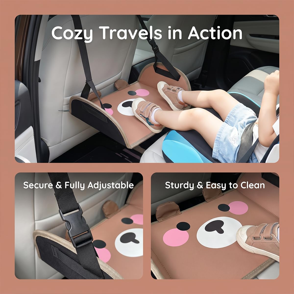 Car Foot Hammock, Adjustable Back Seat Foot Rest, Universal Style A image 3