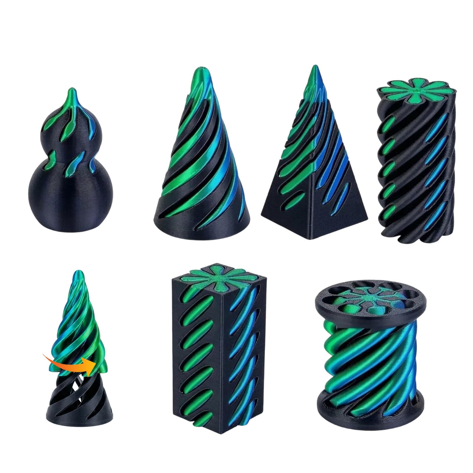6pcs 3D Spiral Fidgets, Impossible Pyramid Passthrough Sculpture Spiral Fidget Toys for Stress Relief, Fidget Toys for Focus and Relaxation, Fidgets & Fun Desk Toy, Suitable for Teens and Adults