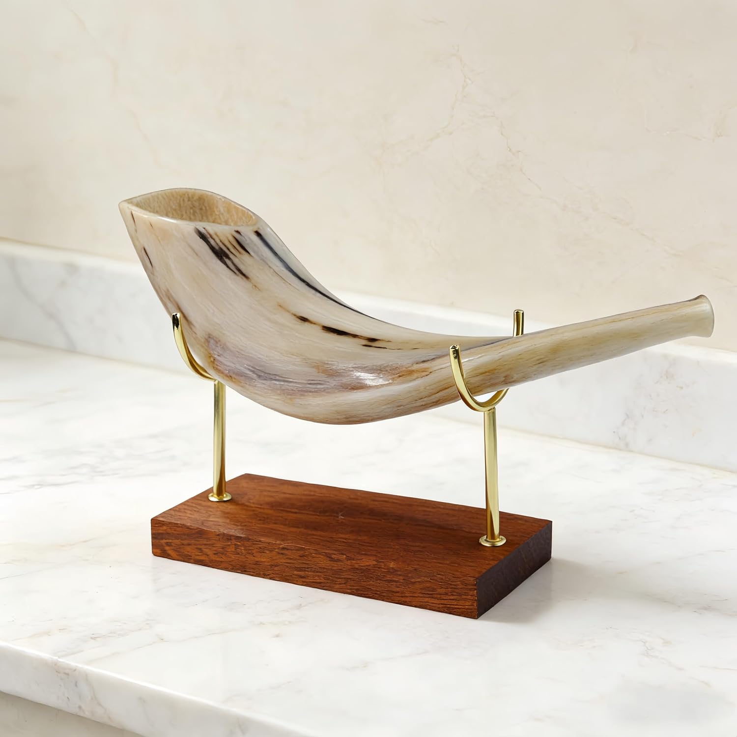 HighLight Shofar Stand Handcrafted Metal Wood Ram Horn for Cow Deer Antler Horns 5.91" x 2.76" x 4.33" (Y-Shaped)