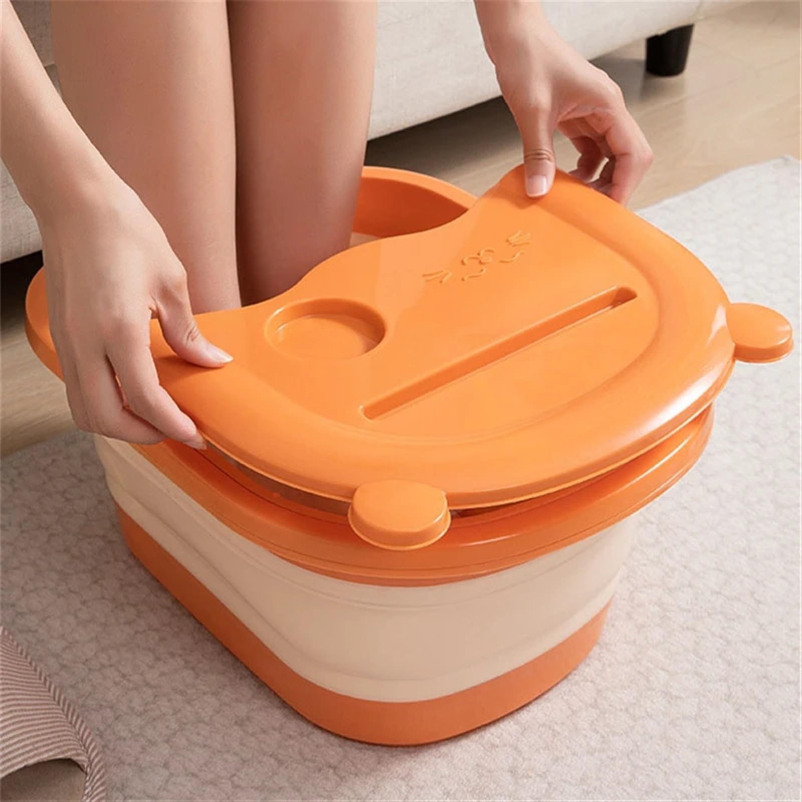 Faltbarer FußBadeimer Faltbare Fußbad Eimer Massage Fuß Waschbecken Hause Wäsche Wanne Eimer Erwachsene Fuß Bad Becken Klapp Fuß Einweichen Eimer FüR Fischen，Camping(Orange)