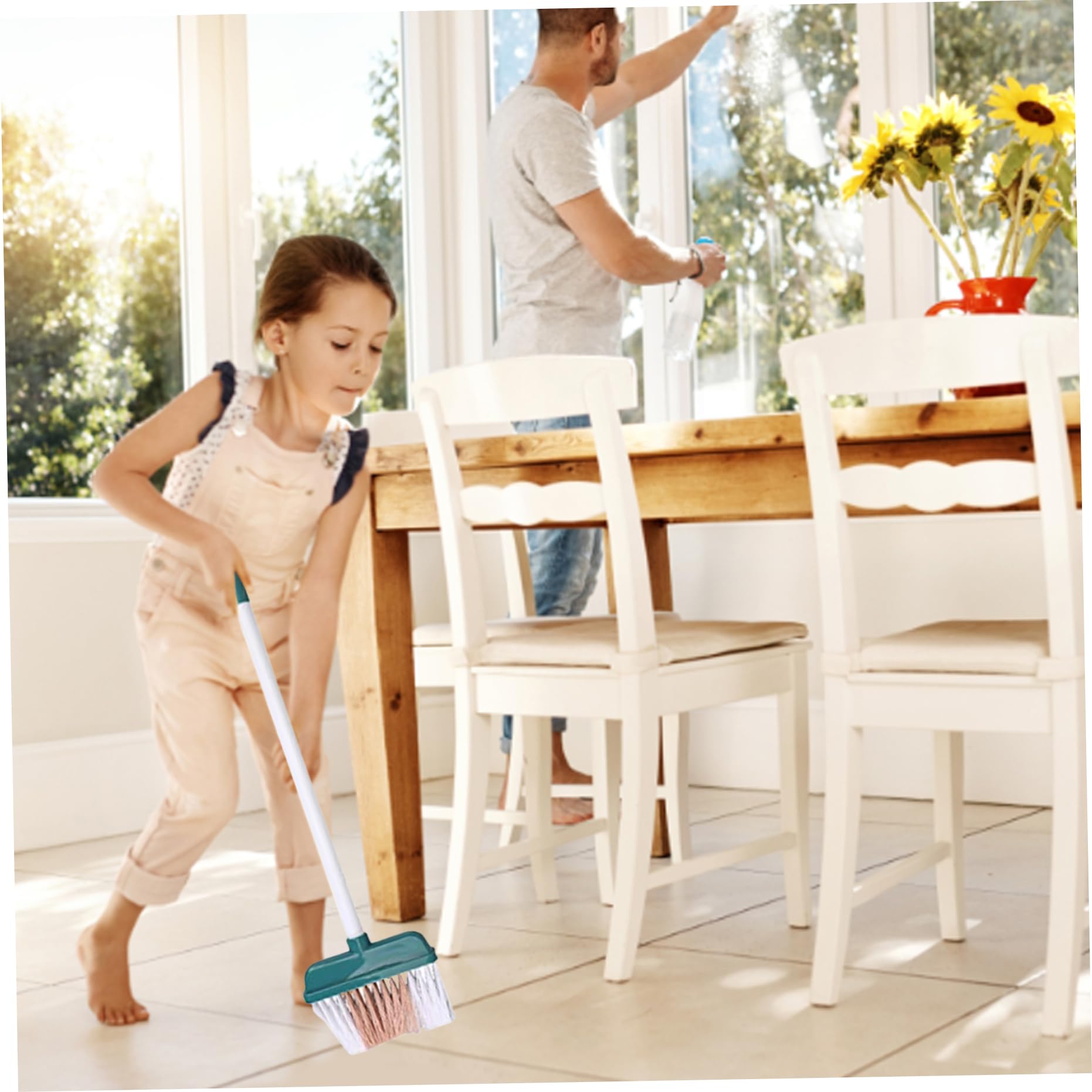 Juego de Limpieza para niños, 5 Piezas/Set fingen Jugar Juguetes de Limpieza para el hogar Cepillo de Barrido y Juguete de plumón para niños pequeños..