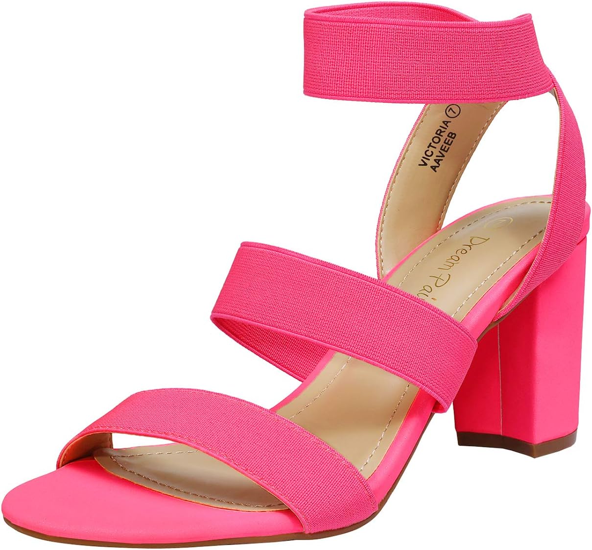 DREAM PAIRSWomen's Open Toe High Chunky Elastic Strap Dress Heel Sandals