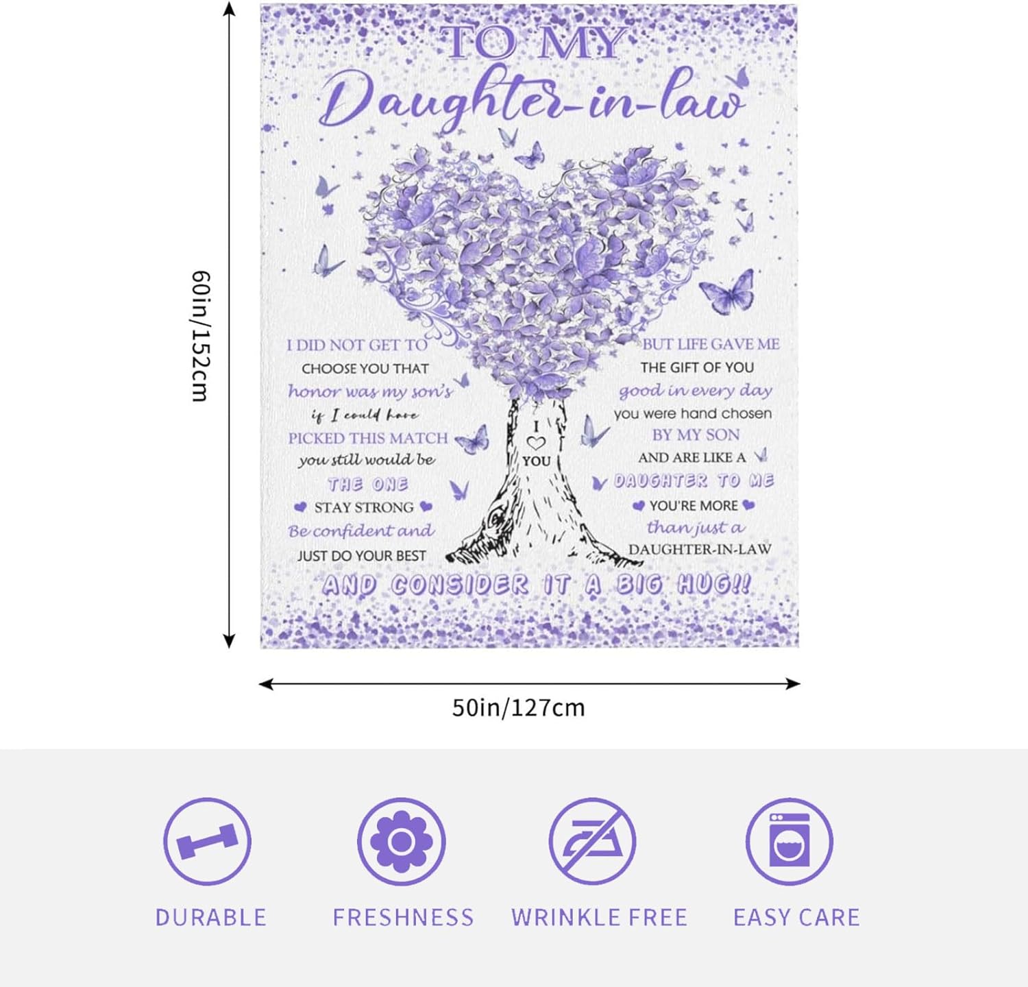 Daughter in Law Gifts from Mother in Law, Birthday Gifts for Daughter in Law, Unique Purple Women Throw Blanket Gift for Wedding Christmas, Super Soft Warm Blanket 60"X50" for Couch Bedroom Livingroom - Image 3