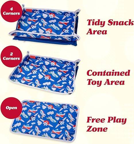 Miniatura 3 de Lusso Gear Funda de mesa con bandeja de avión, organiza los artículos esenciales de viaje para niños, bolsillos de aperitivos y juguetes para