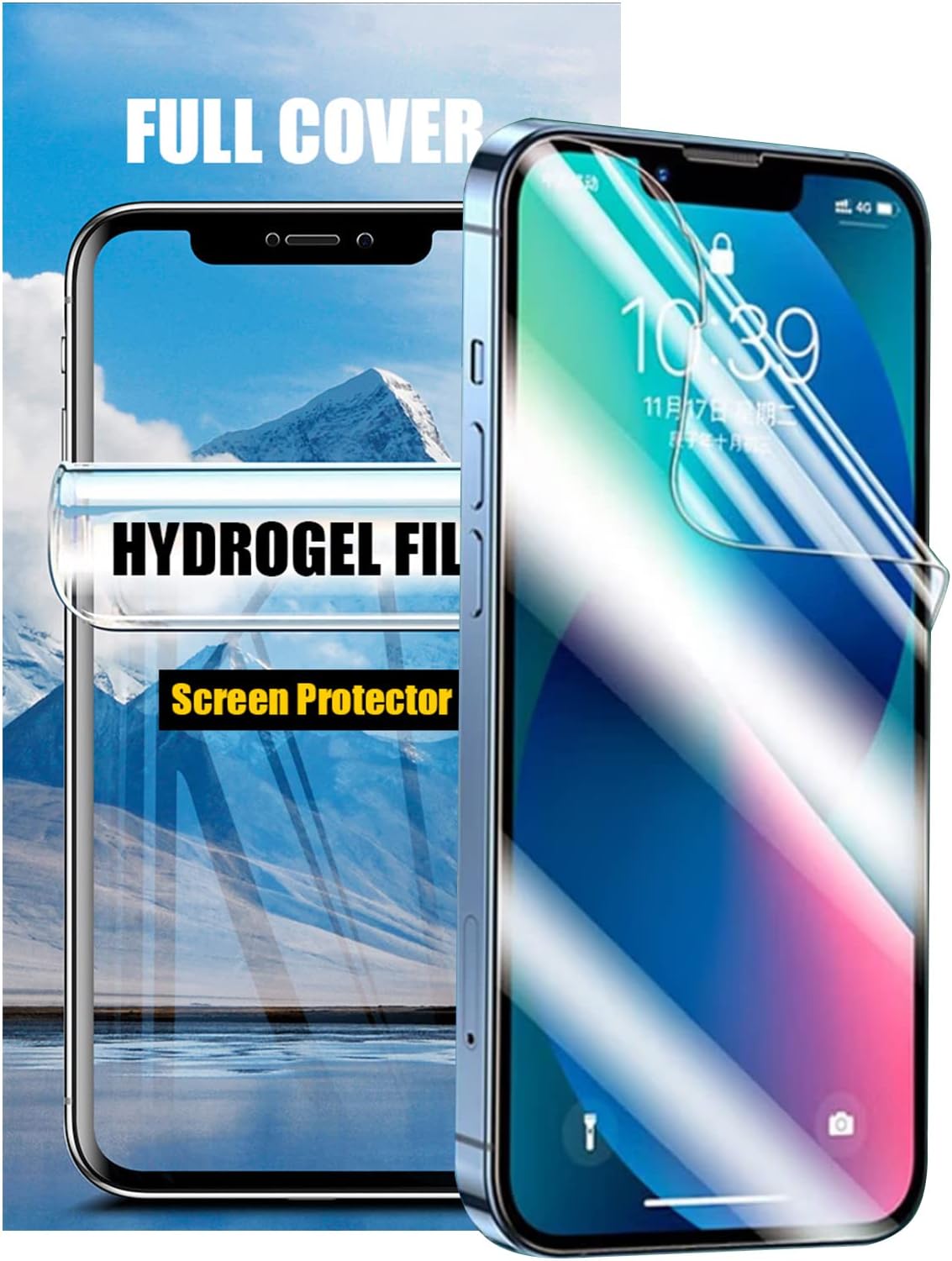 LOOKSEVEN 3 Pack Hydrogel Film Transparent Soft TPU Screen Protector Compatible with iPhone 14 Pro Max High Sensitivity Protective Film (Not Tempered Film)