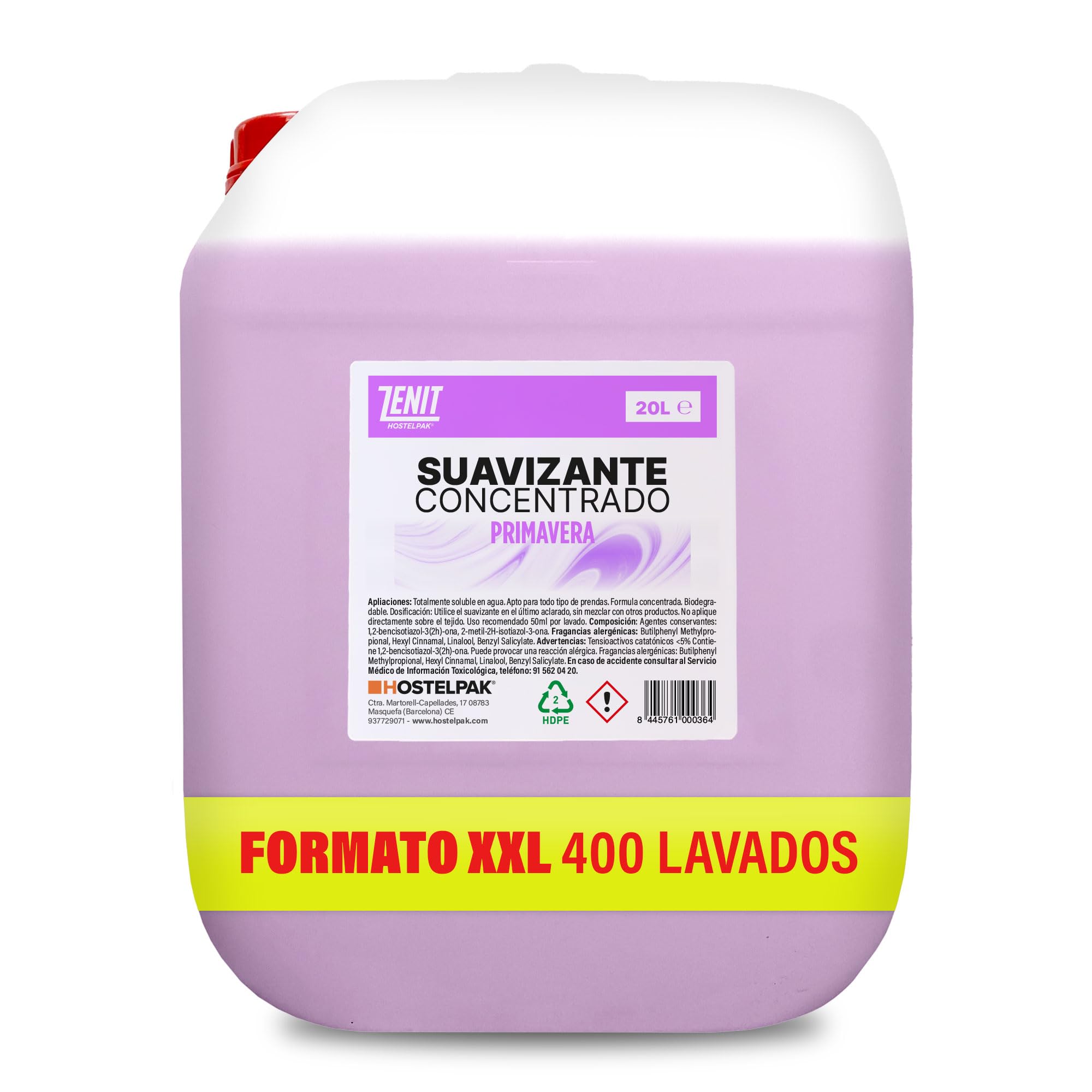 20L - Suavizante textil concentrado perfumado Primavera, Suavizante concentrado, Biodegradable, Fragancia agradable Formato xxl