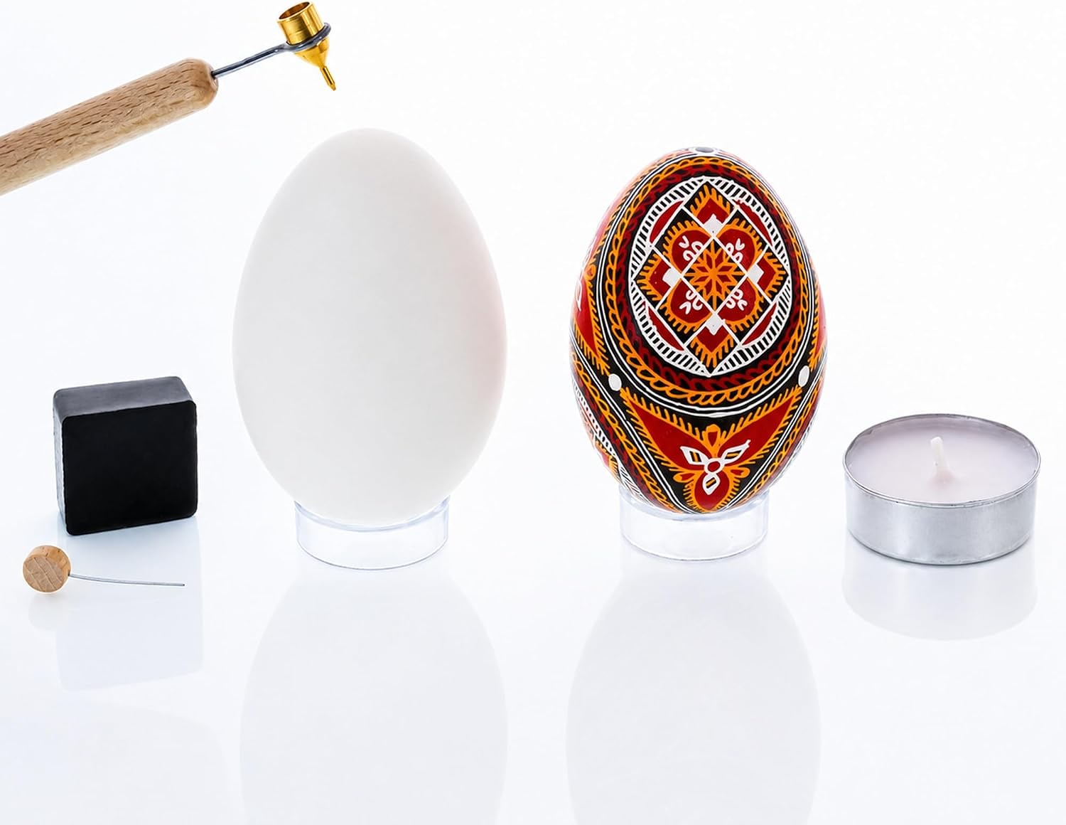 24-Piece Ukrainian Pysanky Egg Decorating Kit - 3 Brass Kistka Wax Dye Set