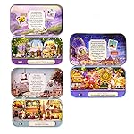 MAGQOO 3D Wooden Dollhouse Miniature DIY Doll House Kit with Furniture,1:100 DIY Box Theater Kit(Pack of 3)