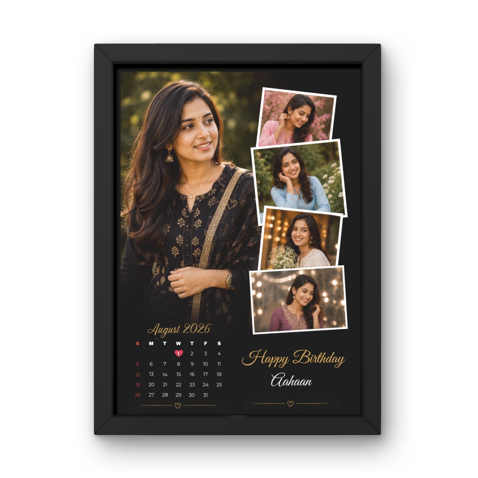 Customized Photo Frame with Photo Upload, Personalized 5 Photo Collage Frame, Family Photo Display for Wall Decor, Black Synthetic Wood Frame,Custom A4, A3 Wall Hanging Picture Frame-picture-10