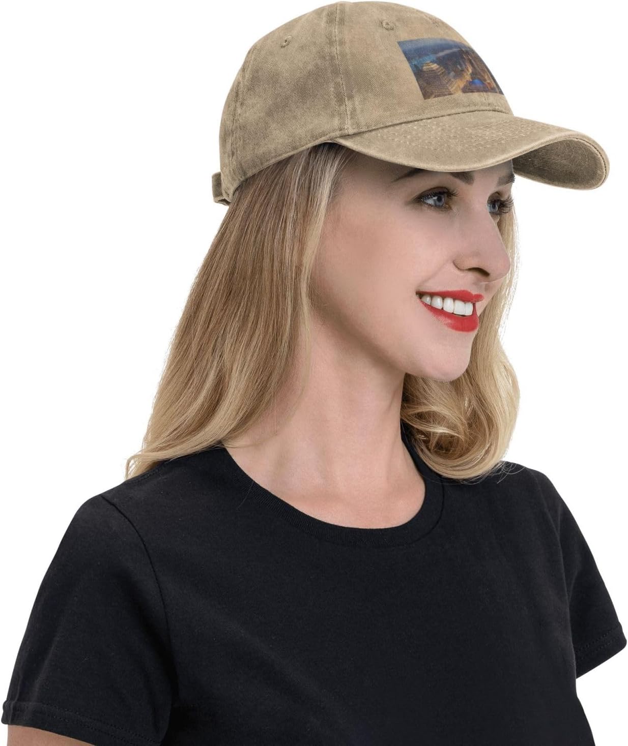 City Picture Night Print Cowboy Hat Personalized Baseball Cap Fashion Hat Cap Funny Gifts for Women Men Natural