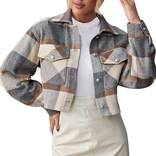 JINGAN Waterproof Coats for Women UK Womens Fashion Autumn and Winter Lapel Single Breasted Shirt Style Temperament Short Coat Women Jackets and Hoodies Running Jacket Women