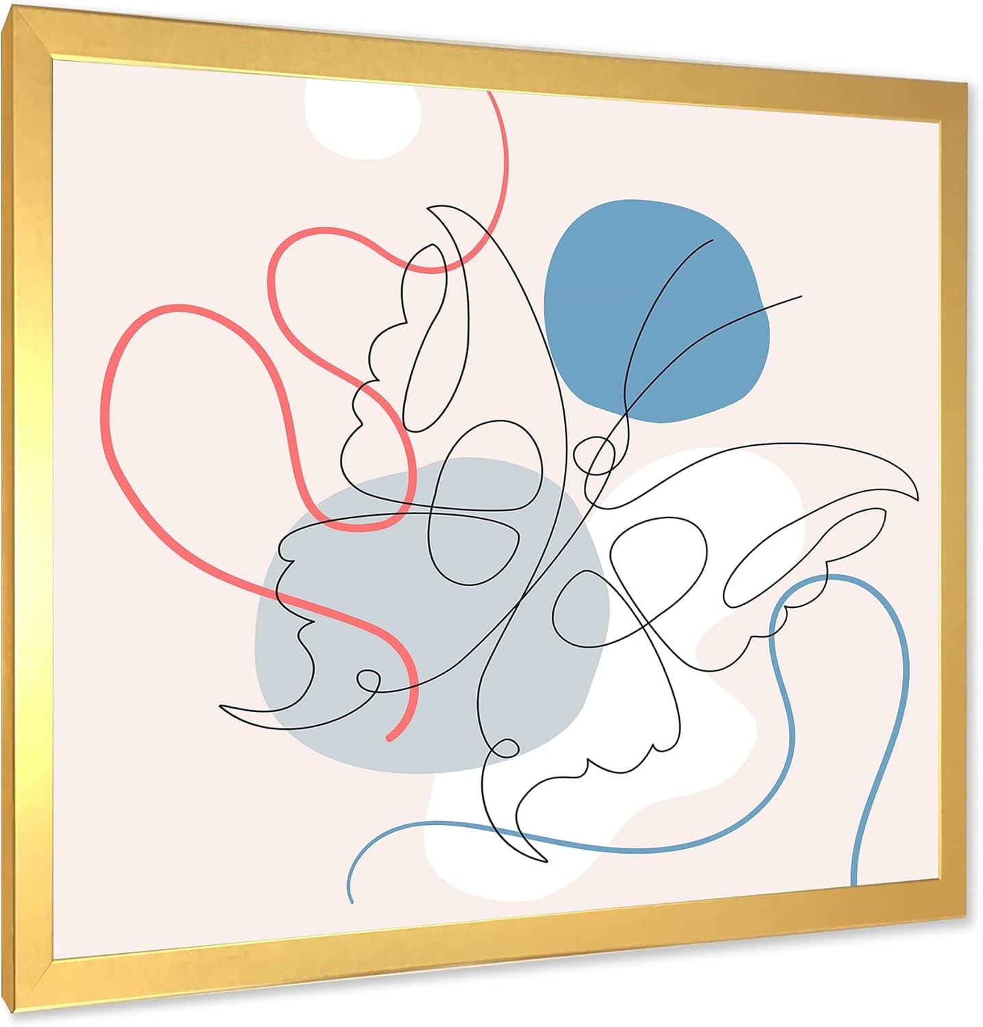 Butterfly One Line Drawing On Cubism Shapes I Modern Framed Wall Art