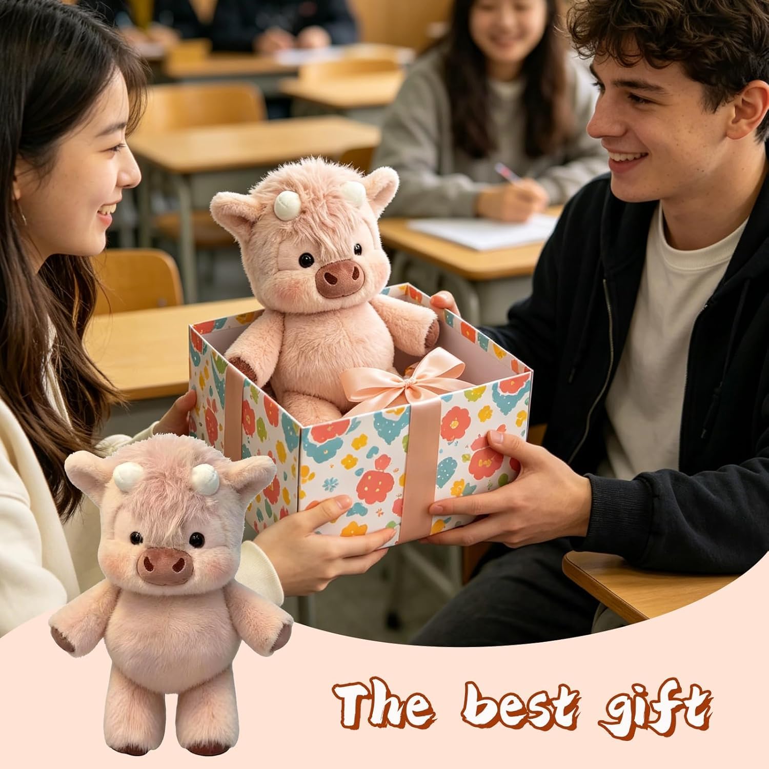 Peluche Che Corre, 45CM Pupazzo Che Corre Mucca, Peluche Miglior Regalo per Bambini e Coppie (B)