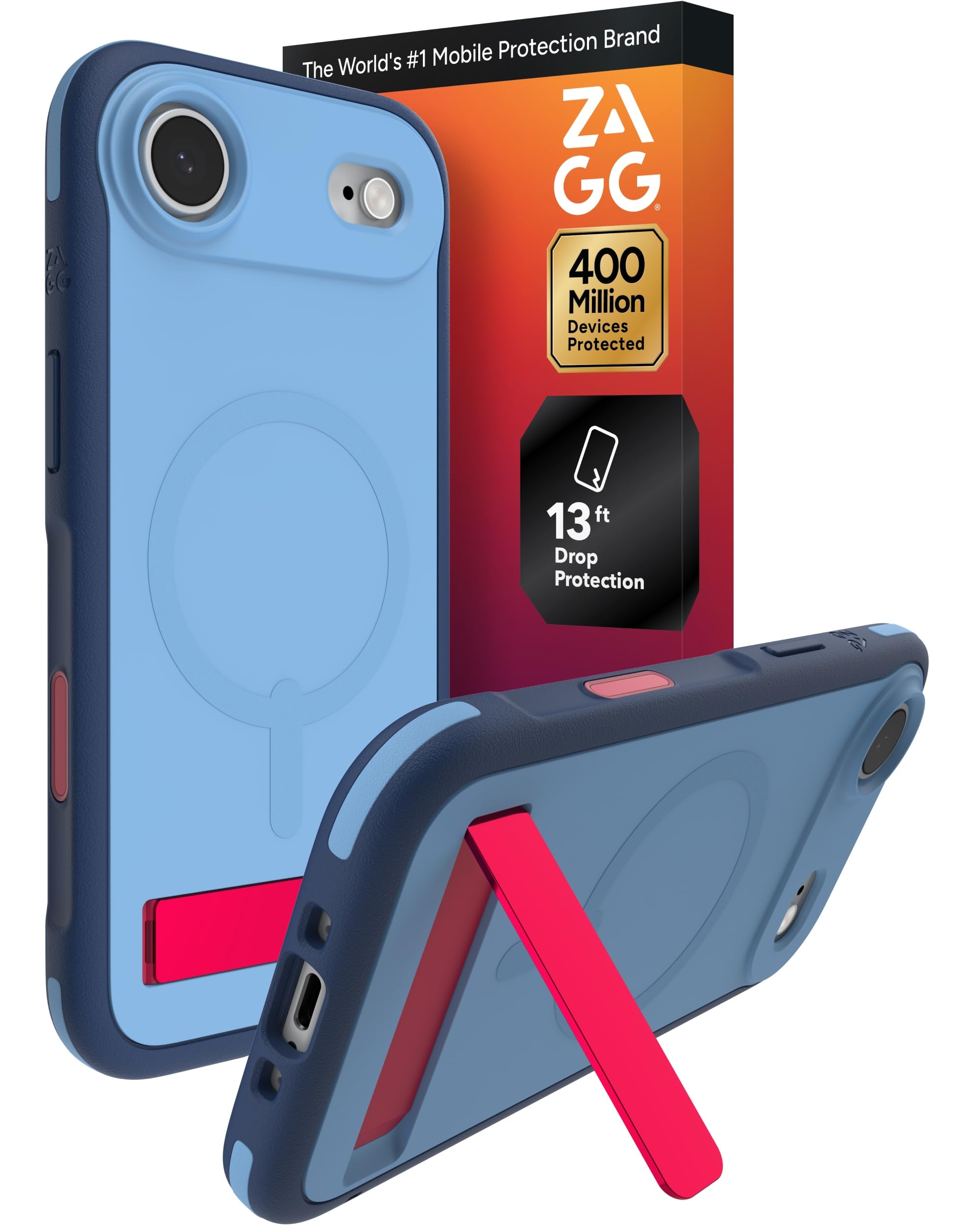 ZAGG Sedona Snap Case with Kickstand for iPhone Air - Blue Royal Ember, Drop Protection (13ft/4m), Multi-Layer Protection, with Camera Button, MagSafe Phone Case with Impact-Absorbing Bumpers