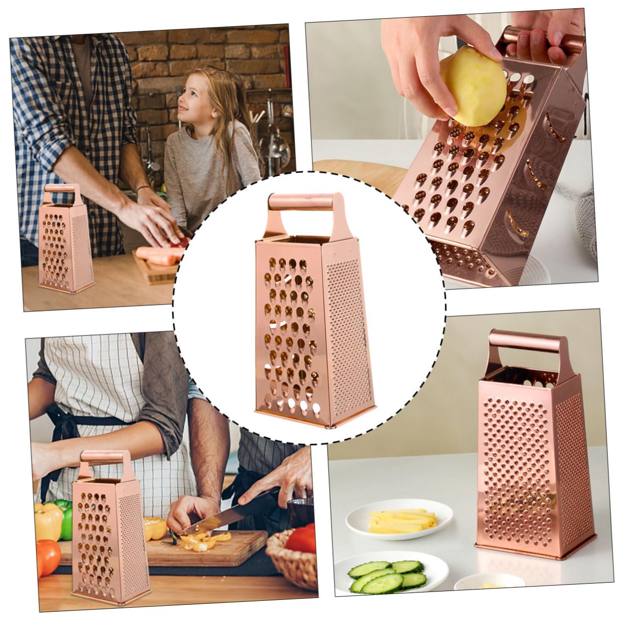 Rallador de Verduras y Corte Estable de Acero Inoxidable con 4 Lados Mango Ergonómico para Cocina Segura y Práctica