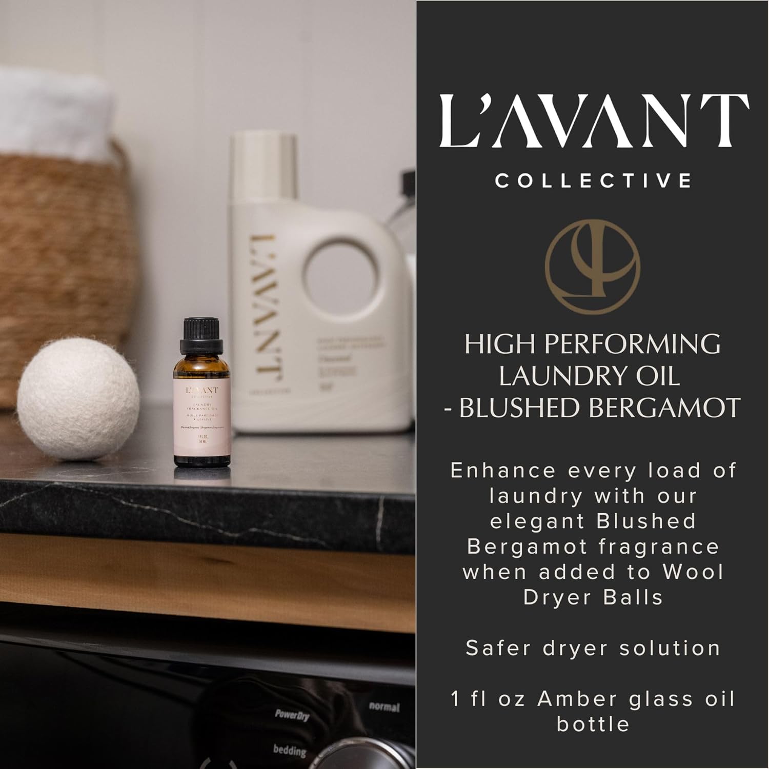 L’AVANT COLLECTIVE | Essential Oils for Laundry | Dryer Balls Scents, Scented Fragrance Essential Oil Drops | Concentrated Fabric Scent Booster for Clothing Care | 1 oz | Blushed Bergamot