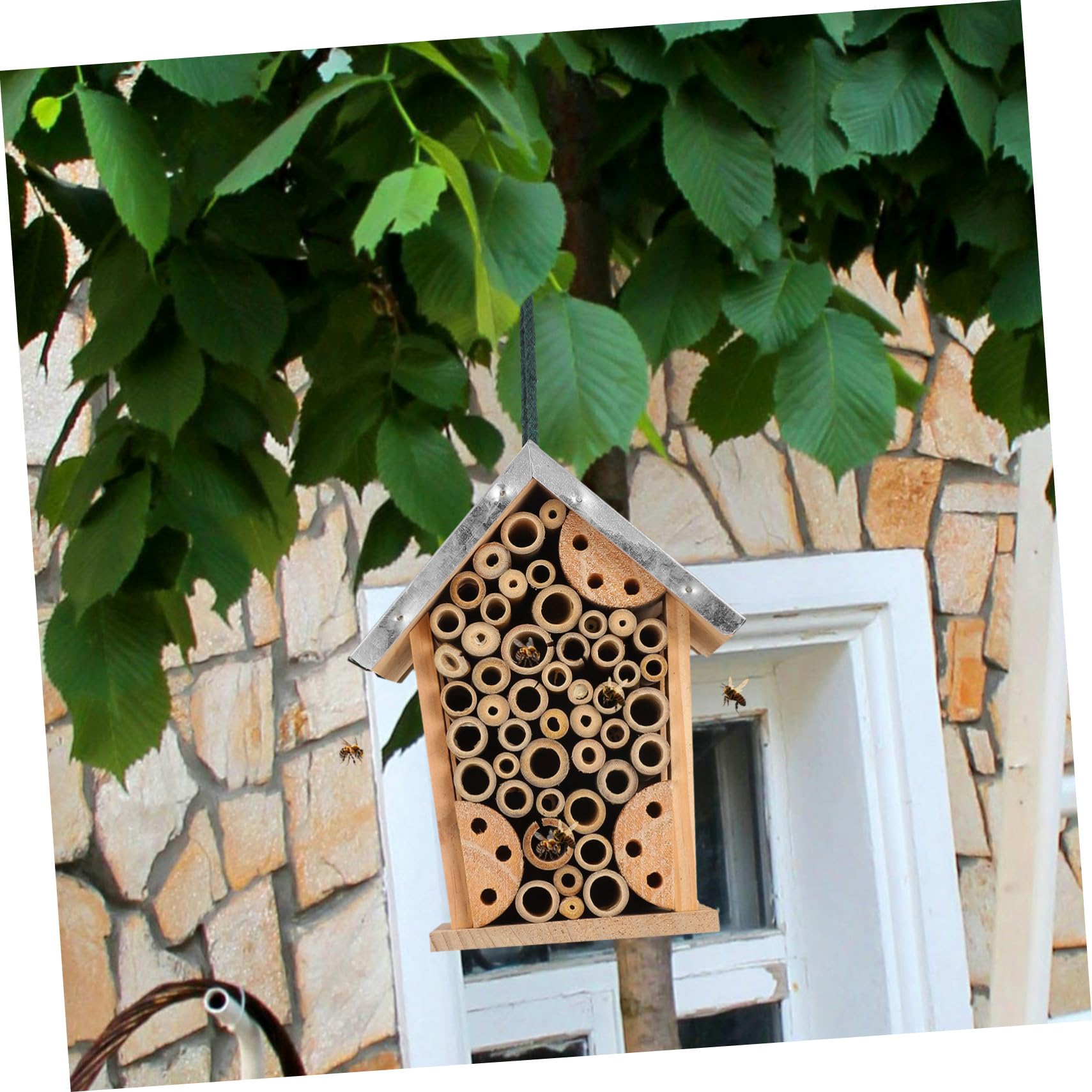 Happyyami Hängendes Insektenhotel für Garten und Eisen Geräumig und Bequem für Schmetterlinge und Bestäuber
