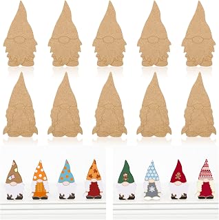 Whaline 10Pcs Tiered Tray Decor Unfinished Gnome Wooden Cutouts with Line Boy & Girl Gnome Table Wooden Signs DIY Freestanding Craft for Home Kitchen Office Classroom Decor DIY Art Craft