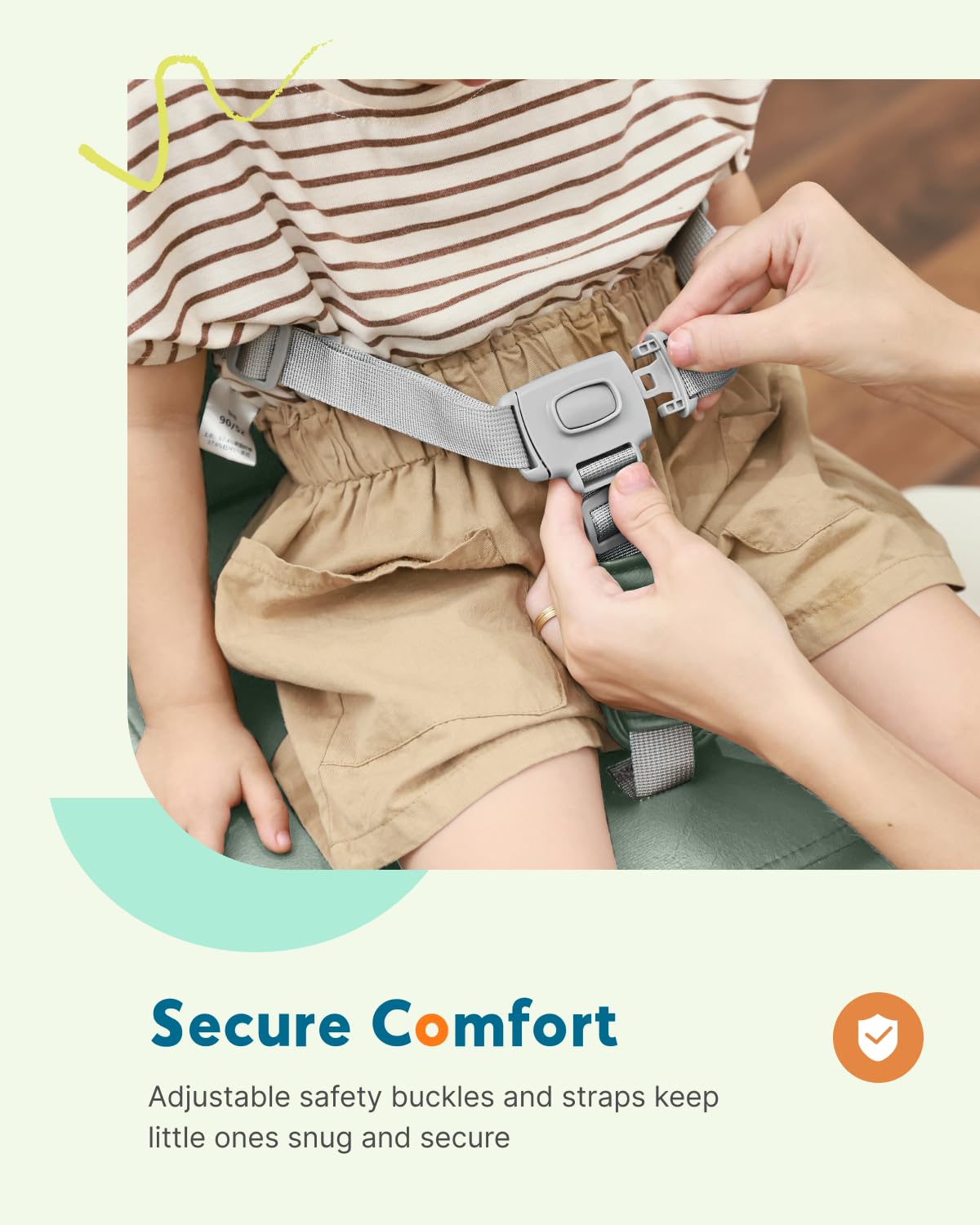 HOMEAL Booster Seat for Dining Table, Adjustable Kids Breathable Booster Seat for Kitchen (Sage)