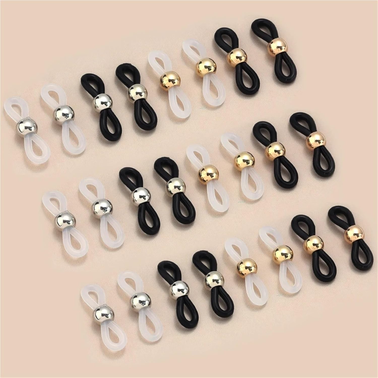 Eyeglass Chain Ends Eyeglass Chain Ends 300pcs Adjustable Silicone Rubber Connector(Rhodium White)