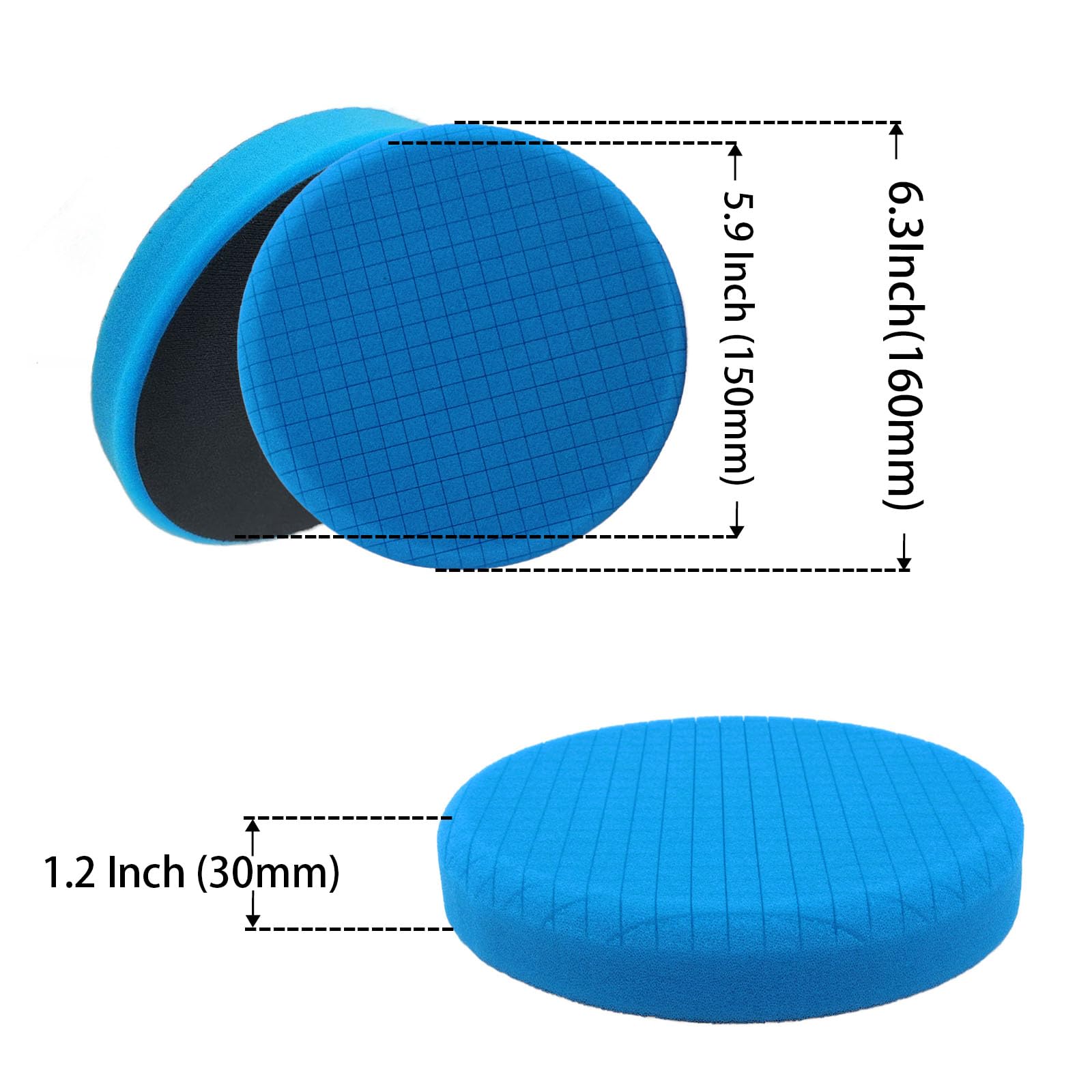 6Pcs 6.3inch (160mm) Buffing Car Polishing Pads Set, Suitable for 6 Inch Backboards, Including Sponge and Wool Pads for Car Buffer Polisher, Polishing and Waxing (6.3 inches) - 2