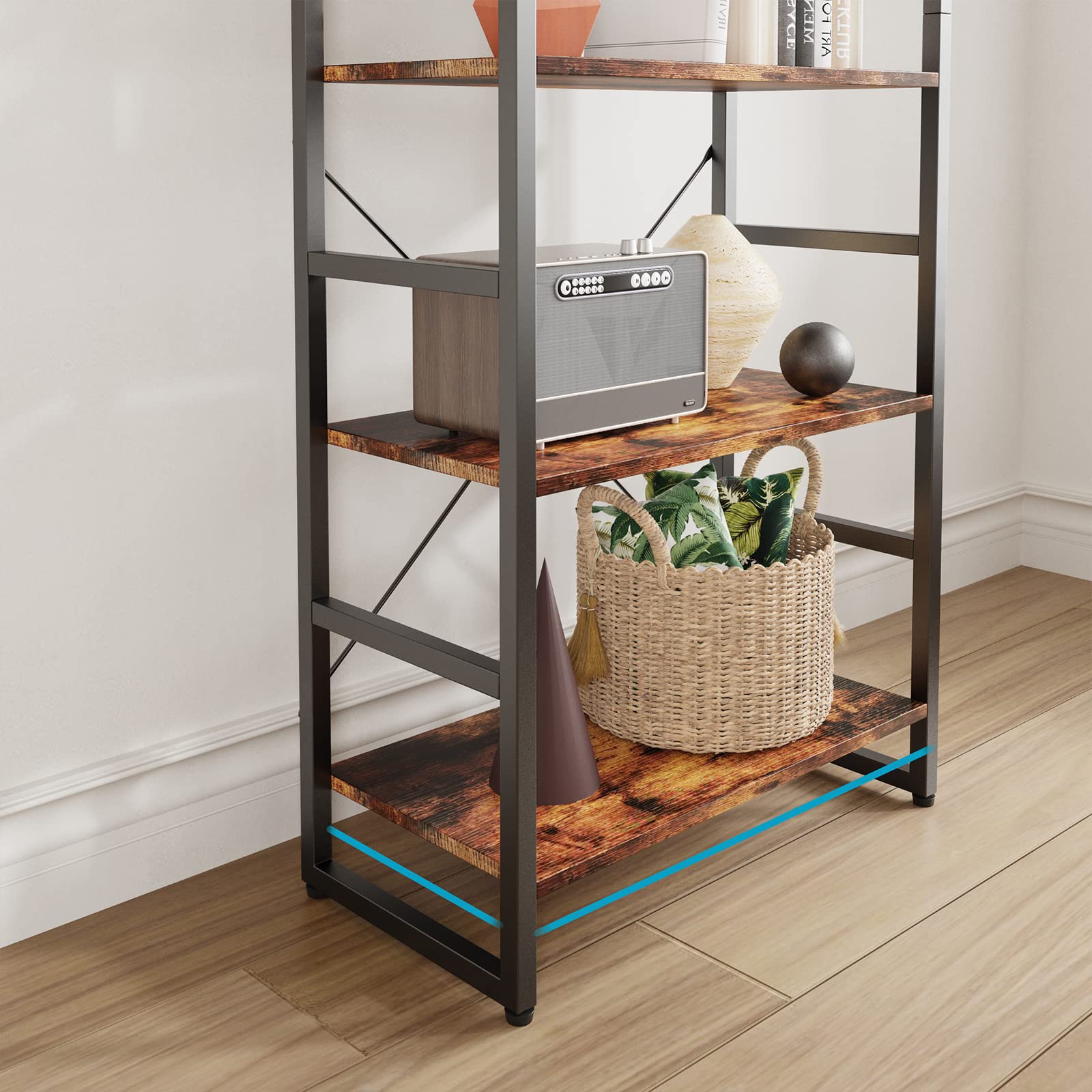 TREETALK Bücherregal Mit 5 Etagen – Industriestil, Grau, 154x60x30 Cm, Verstellbare Beine