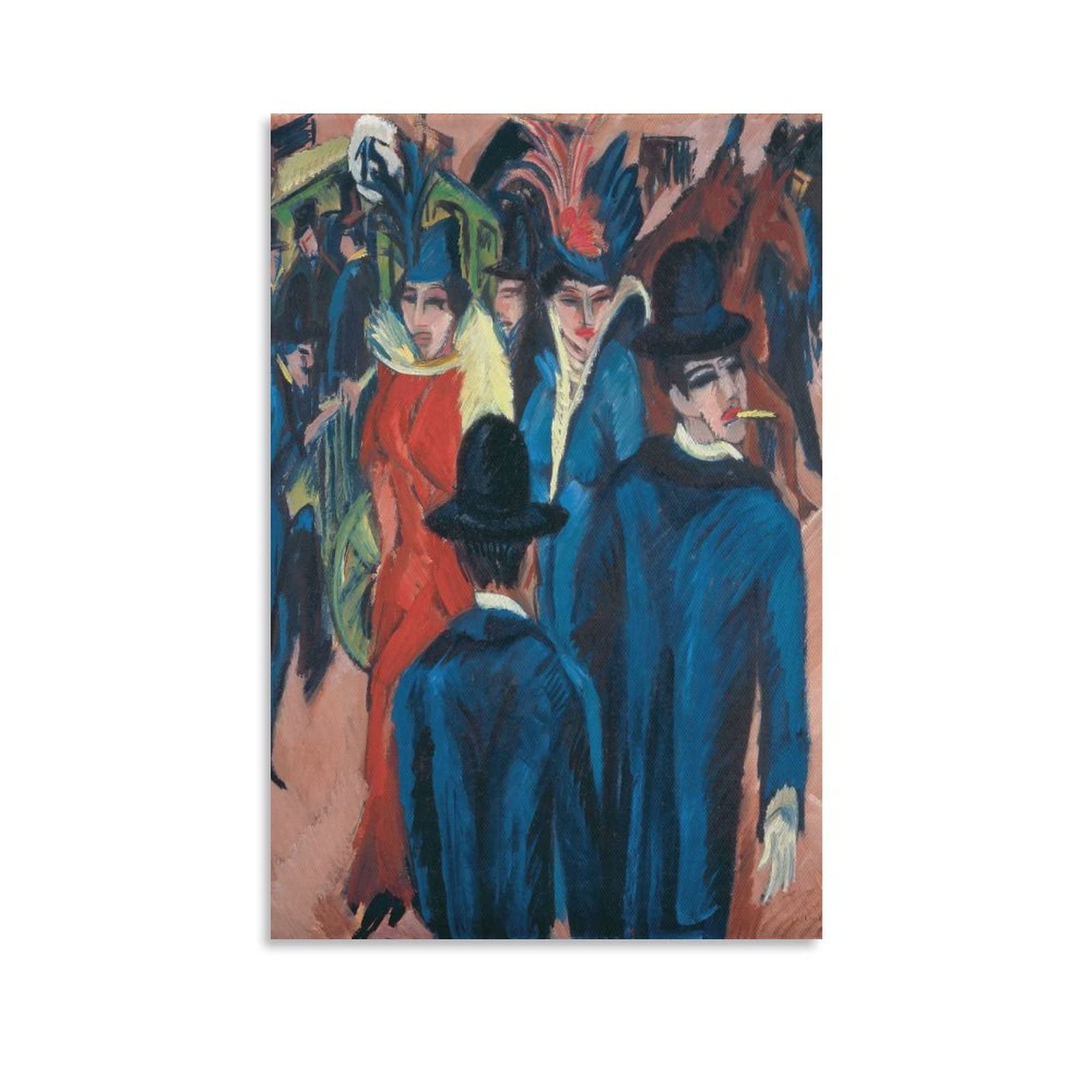 JIANGFU Expressionist Painters Ernst Ludwig Kirchner Berlin Street Scene Poster Poster Decorative Painting Canvas Wall Art Living Room Posters Bedroom Painting 20x30inch(50x75cm)