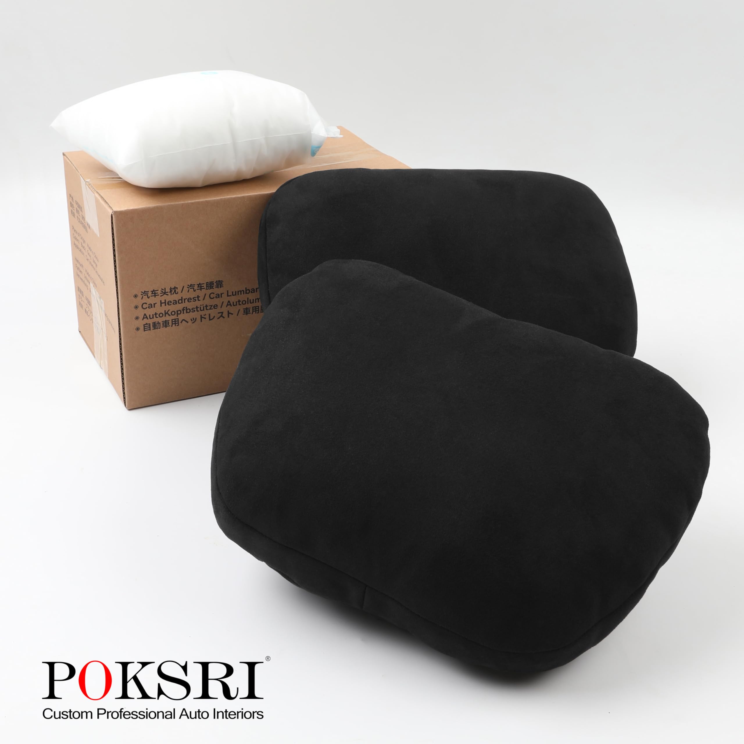 2stk Auto-nackenkissen,kopfstütze Auto nackenstütze,Superfiber Wildleder Unterstützung Kissen,Pflanzenbasiertes Polyester,30x19cm Nachfüllbar&Verstellbar Fahrzeug(Schwarz)