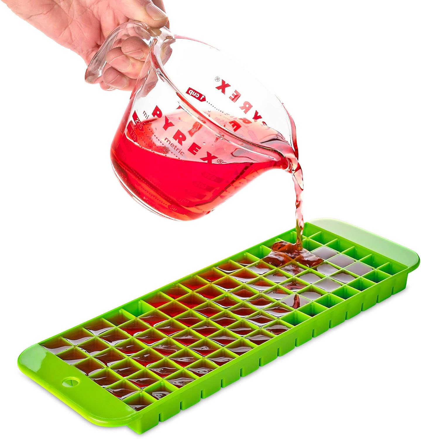 Mini ice cube trays – 2 pack – 90 square Molds – Twist to Release – Dishwasher Safe – Stackable and Odor Free Trays - Does Not Crack While Freezing – Green