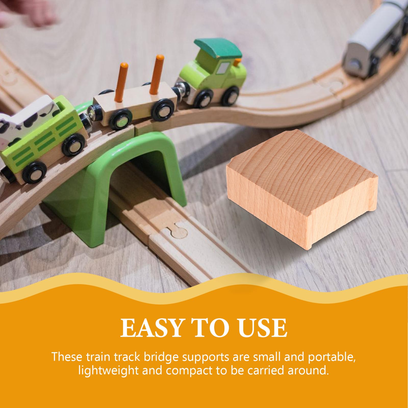 SAFIGLE Wooden Train Track Bridge Supports 6Pcs Set for Elevated Railway Layouts Compact Train Bridge Piers Risers Kids Motor Skills Development Accessories - Image 4