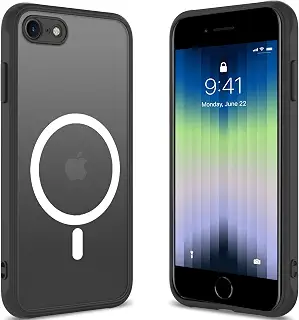 CAKUPAJC 対応 iPhone SE2/SE3/7/8 ケース 米軍MIL規格 耐衝撃 半透明 PC+TPU 4.7インチ ブラック | 四隅衝撃吸収構造 ストラップホール付き い phone se2/se3 カバー 落下防止 レンズ高出保護 18N磁気 N52 画面割れ防止 TPU バンパー バックパネル耐擦傷 高硬度 い phone 7/8ケース 指紋防止 皮脂防止 防汚性高