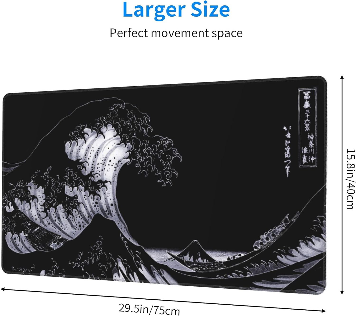 Large Mouse Pad Dark Great Wave Anime Mouse Pad Large Gaming Mousepad Galaxy Print Desk Mat with Non-Slip Rubber Base Smooth Surface Stitched Edges for PC Gamer Office 29.5x15.7in - Image 6