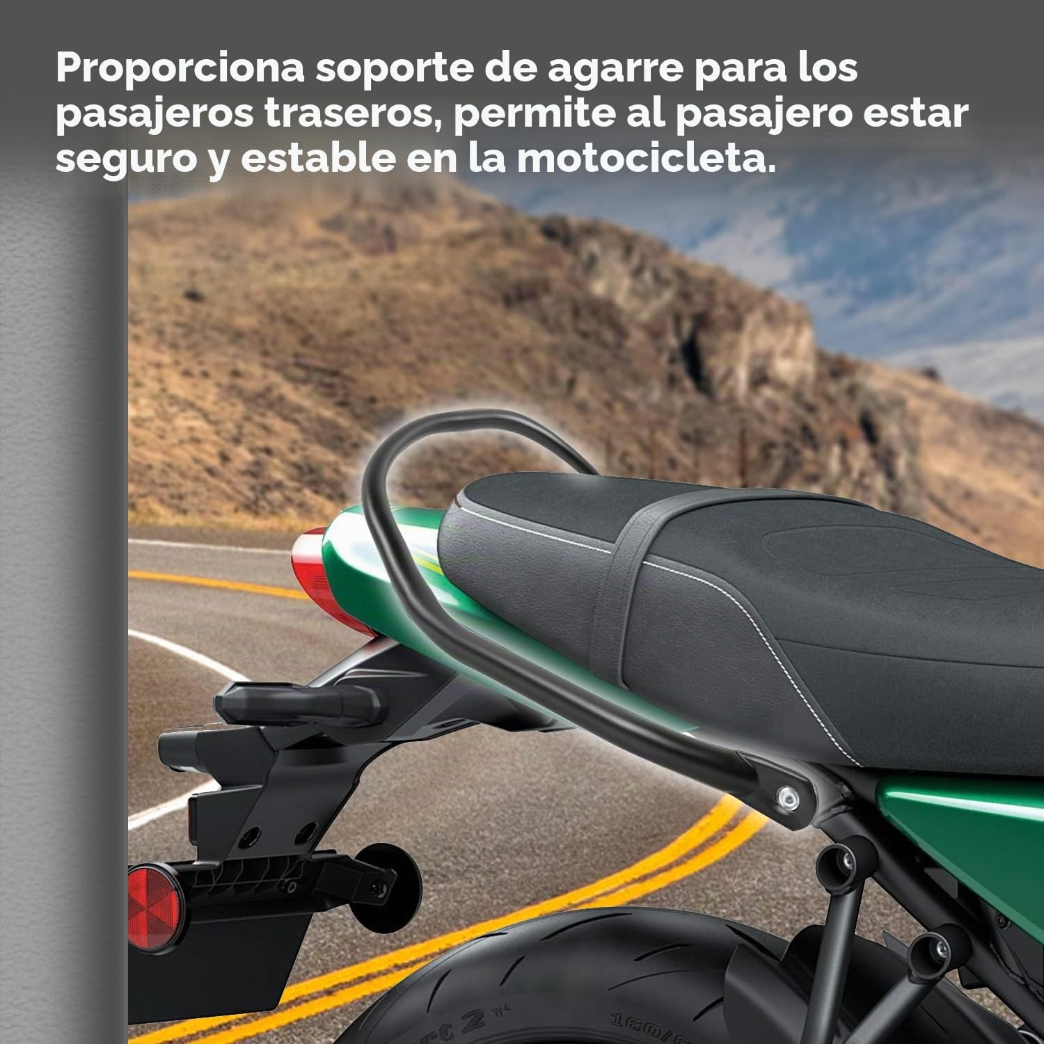 Motocicleta Z650RS Pasajero Trasero Pillion Grab Bar Asiento Grande Side Hand Rail Reposabrazos Trasero Manijas Kit Acero al Carbono para Z 650 RS Z650 RS Z-650-RS 2021 2022 2023 (Negro)
