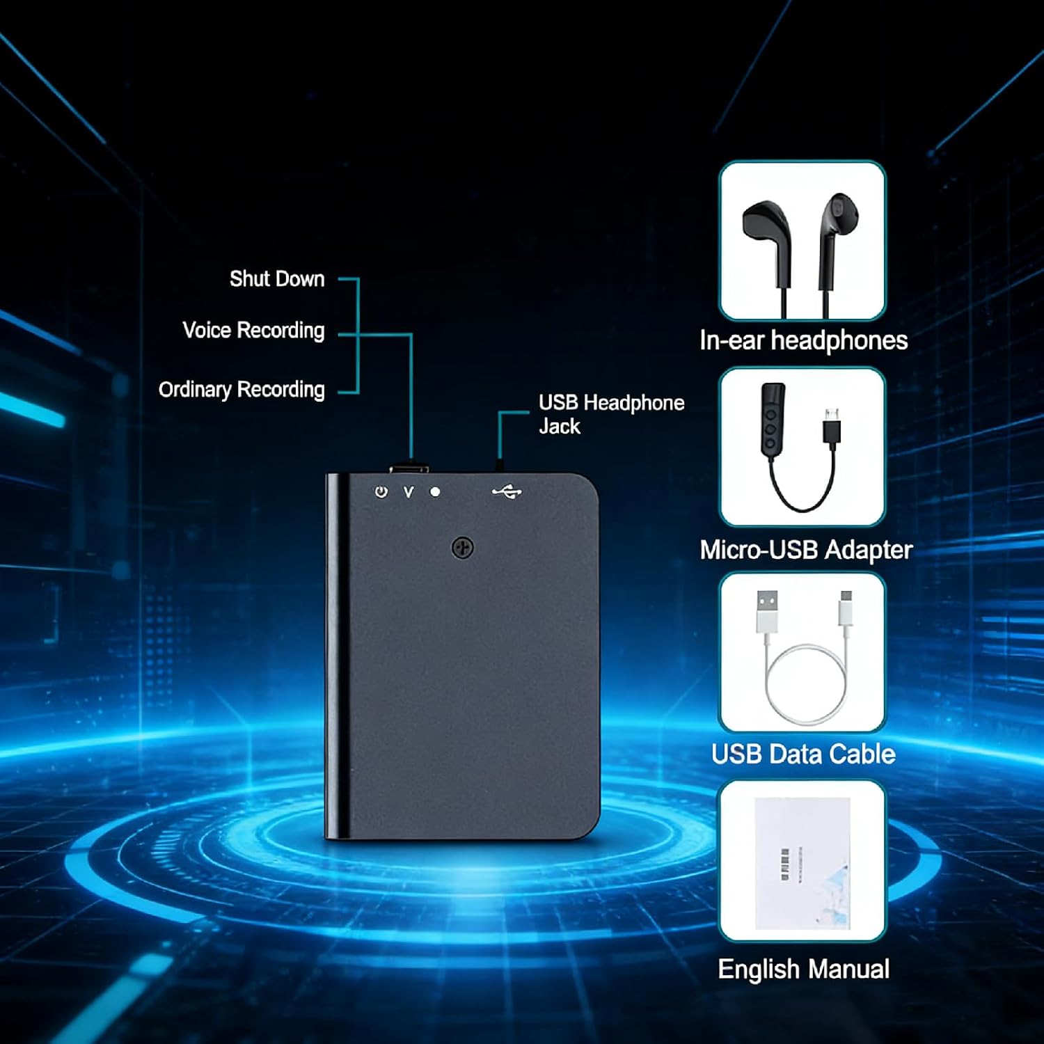 Guppy 32GB Mini Voice Activated Recorder, 350 Hours Playback Voice Recorders with of Recording Capacity and 20 Hours Continuous Recording Time, for Lecture/Interview/Meeting/Teaching Recording Device