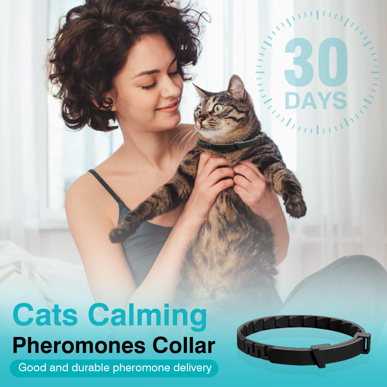 Calming Collar for Cats 6 Pack Cat Calming Pheromones Collar Stress and Anxiety Relief for 30 Days Pheromone Collars Adjustable Calm Care Products Anti Aggression Stop Meowing Relaxer for Cats in Heat - image 2
