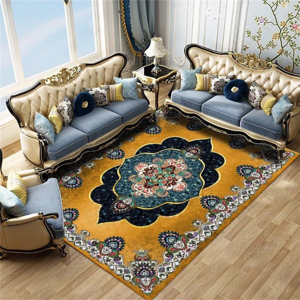 Tapis extérieur 160x200cm de salon au design rétro moderne haut de gamme