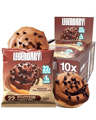 Legendary Foods Cinnamon Roll 22g Protein Bars – Gluten-Free, Low Carb Meal Option – Sweet Zero Sugar Snack, Keto-Friendly – 10-Pack High Protein Pre- or Post-Workout Nutrition Bars