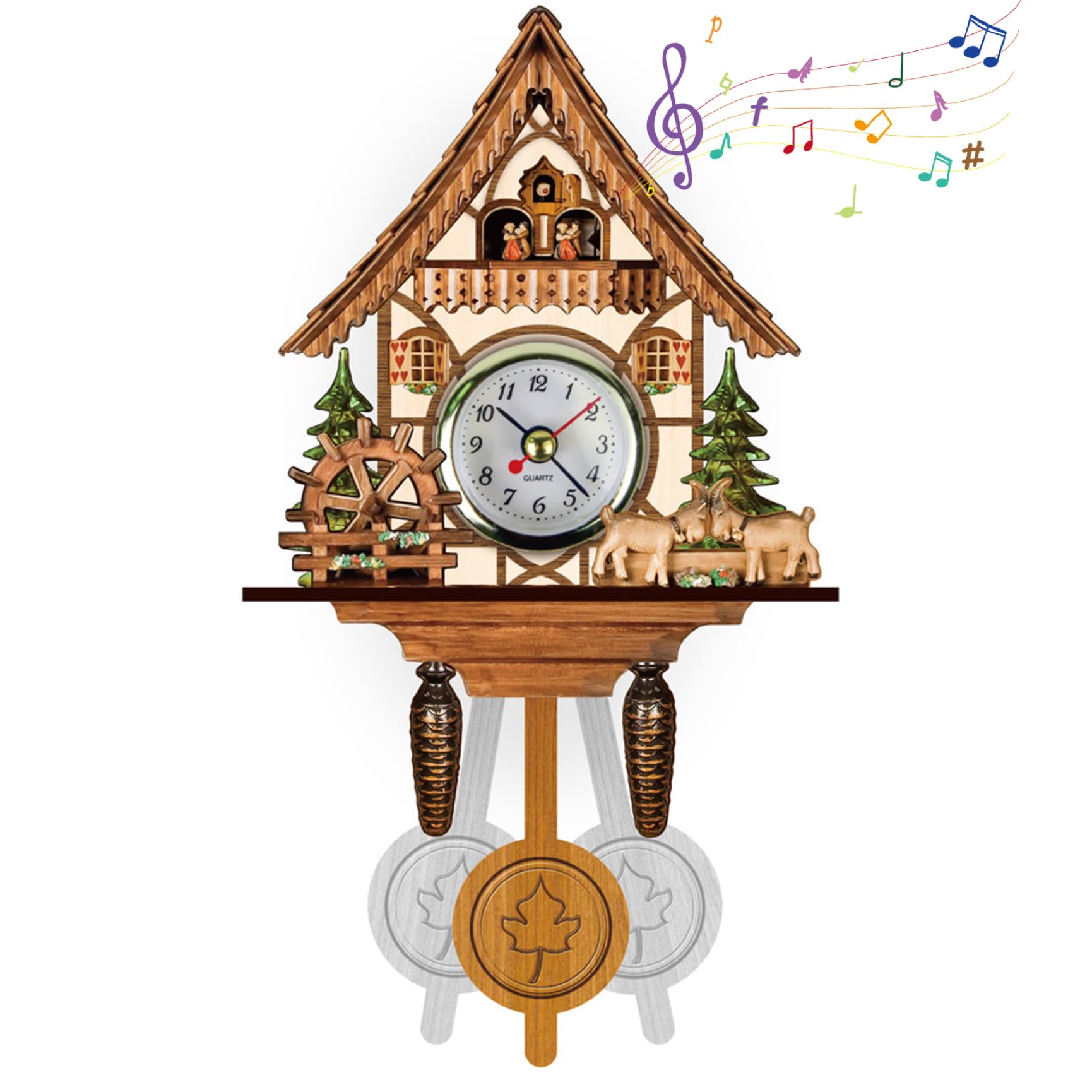 Reloj de Cuco 9x5x2, encantadores Relojes de Cuco de Pared con péndulo Reloj de Pared Antiguo Tipo pajarera para Sala de Estar, Estudio, habitación de niños