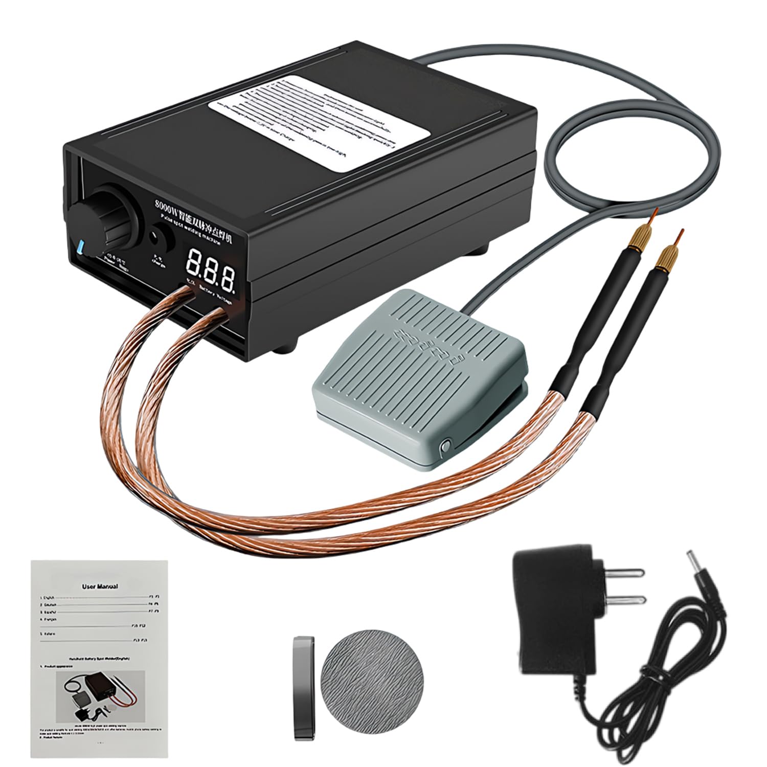 Saldatrice a punti 8000 W per batterie, saldatrice a batteria con pedale in nichel e perno di saldatura a punti, saldatrice manuale ad alte prestazioni per saldatori a batteria 18650