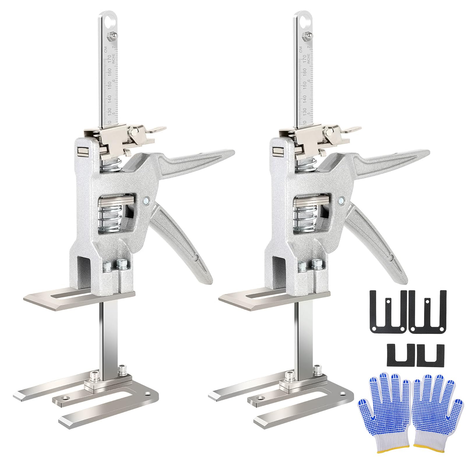 2 piezas brazo ahorrador de trabajo, herramienta de elevación de brazo con escala, brazo de mano con función de elevación lenta y rápida, elevador de muebles para muebles, puertas, tablas