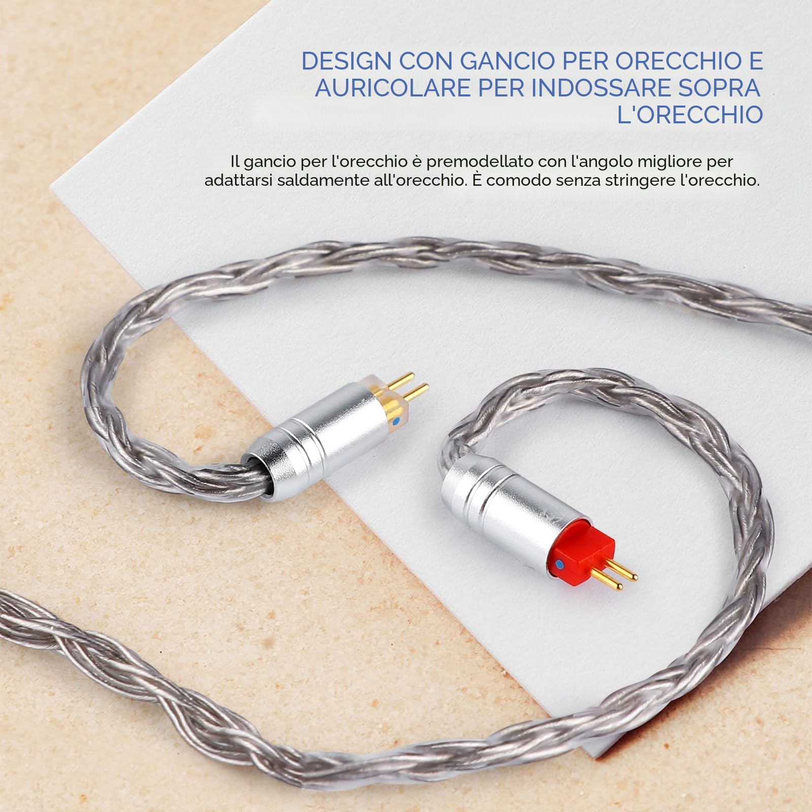 Linsoul Tripowin Zonie IEM Cavo, 16 Core Placcato Argento Cordoni Aggiornati, 1.25m SPC in Ear Monitor Cavi per 7hz Zero:2 Orchestra Lite Cadenza Hype4 Supermix4(2pin 0.78mm, 2.5mm)(Grigio)