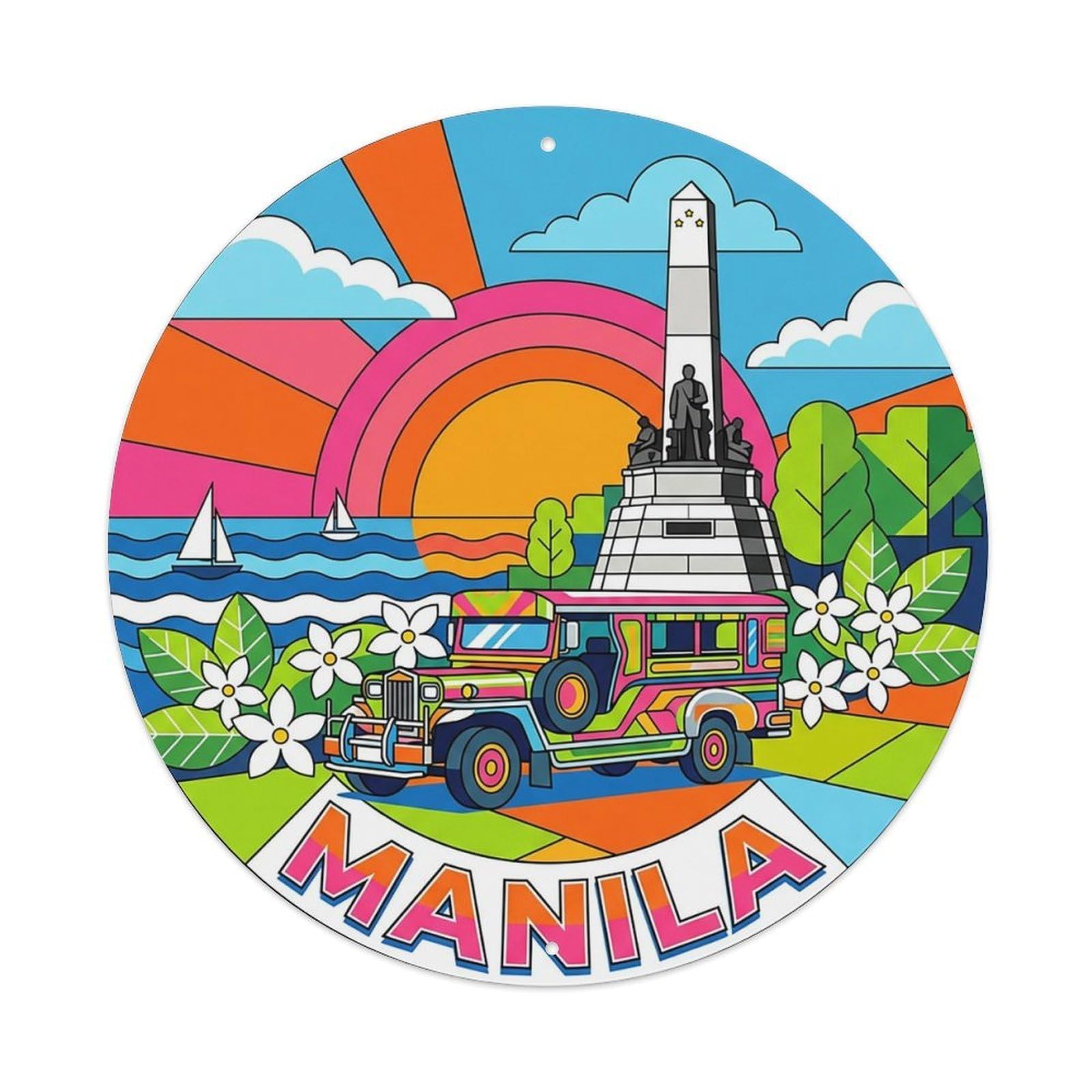 Vintage Travel Philippines Manila Metal Tin Sign