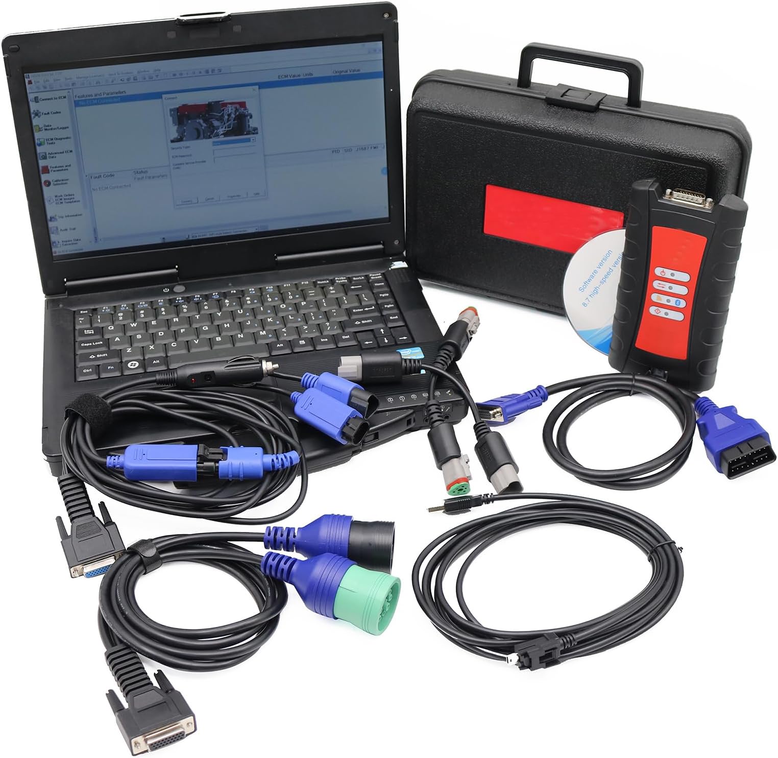 Diagnostic Scanner Inline 7 with Laptop for Cummins Diesel Engine Real Inline 7 Driver Data Link Adapter Kit Diagnostic Tool for Trucks