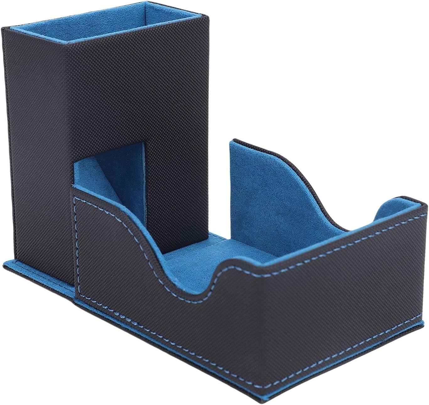 – Cryfokt Dice Roller Tower Stable Magnetic Attraction Foldable PU Leather Box for Card Board Games (Black and Blue)