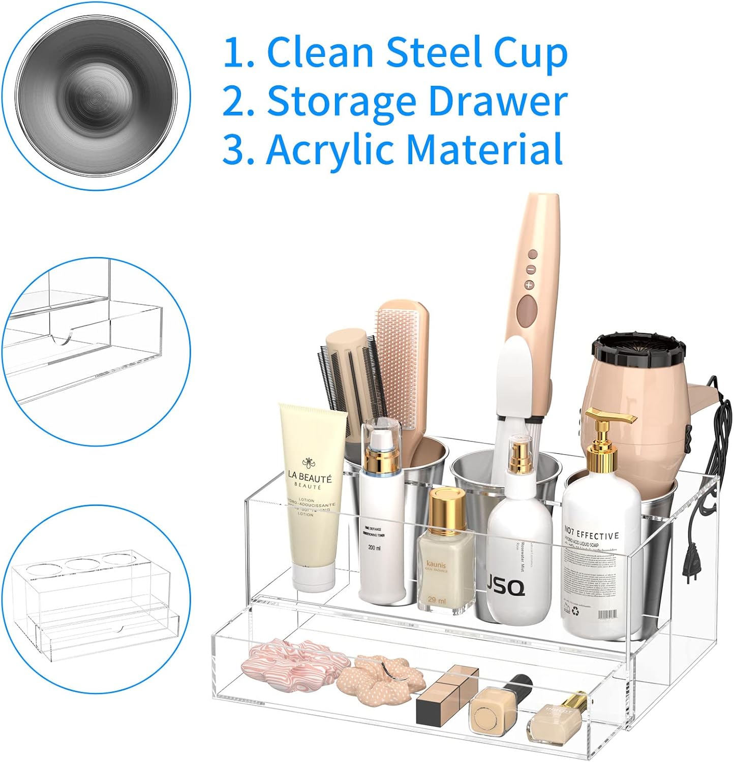 Buy NIUBEE Hair Tool Organizer, Clear Acrylic Hair Dryer and Styling