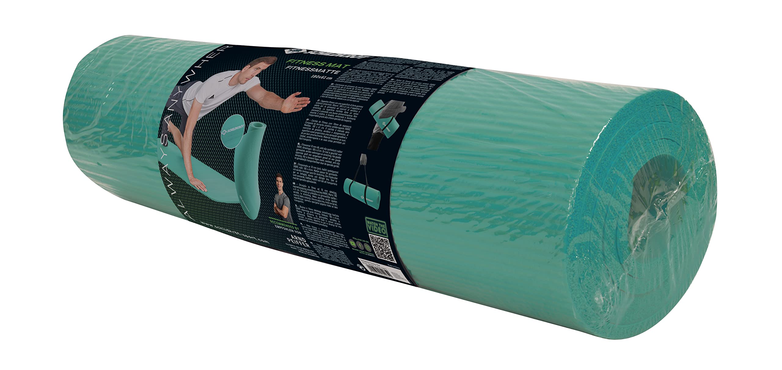 Schildkröt Fitnessmatte, 10 mm, rutschfeste Gymnastikmatte, mit Tragegurt, 183 x 61 x 1,0cm