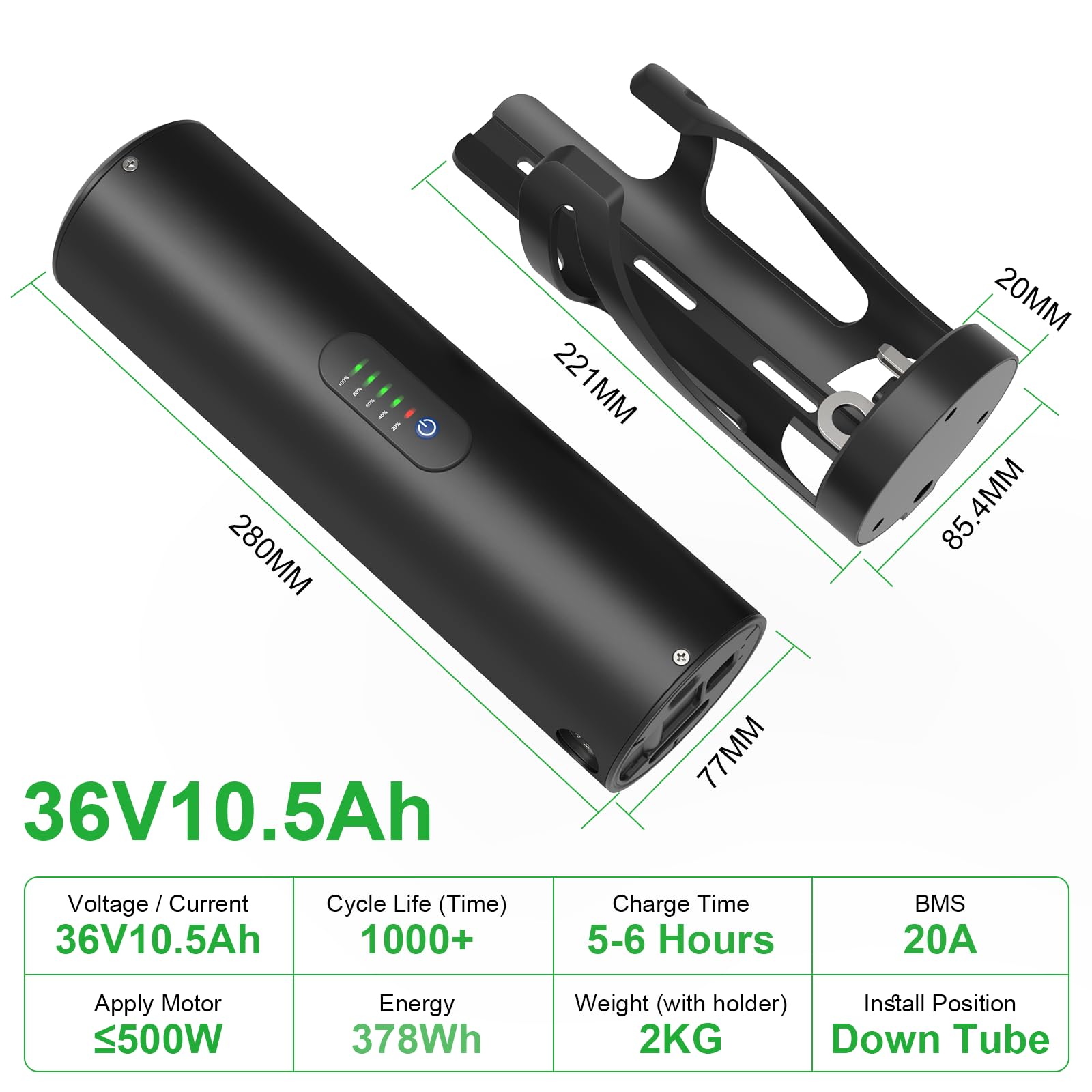 （Samsung35E/LG3500 Cell Flasche E-Bike-Akku 36 V, 250 W, 350 W, 500 W, passend für Vorder- und Hinterrad-Kit mit Bafang-Motor(S001-2/U005)