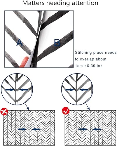 Miniatura 7 de HAOKHOME 96020-1 - Papel pintado, diseño a rayas, moderno, diseño de espiga, vinilo autoadhesivo, decorativo, pegar y despegar, color blanco y