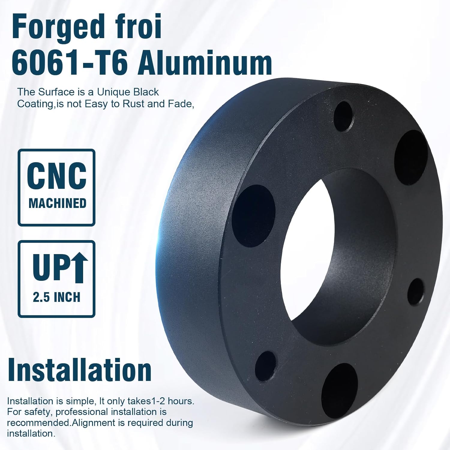 2.5" Front Leveling Lift Kit Compatible with 2007-2019 Chevy Silverado 1500 & GMC Sierra 1500 2WD/4WD, Strut Suspension Spacers, Raise Front by 2.5 Inch – Set of 2