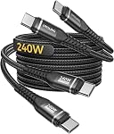 USB C to USB C Cable 240W [6FT, 2Pack] PD Type C Fast Charging Cord Braided USBC CarPlay Cable for iPhone 17 Pro Max, 16 15, iPad Pro/Air/mini, MacBook, Samsung Galaxy S26/S25/S24, Laptops - Black